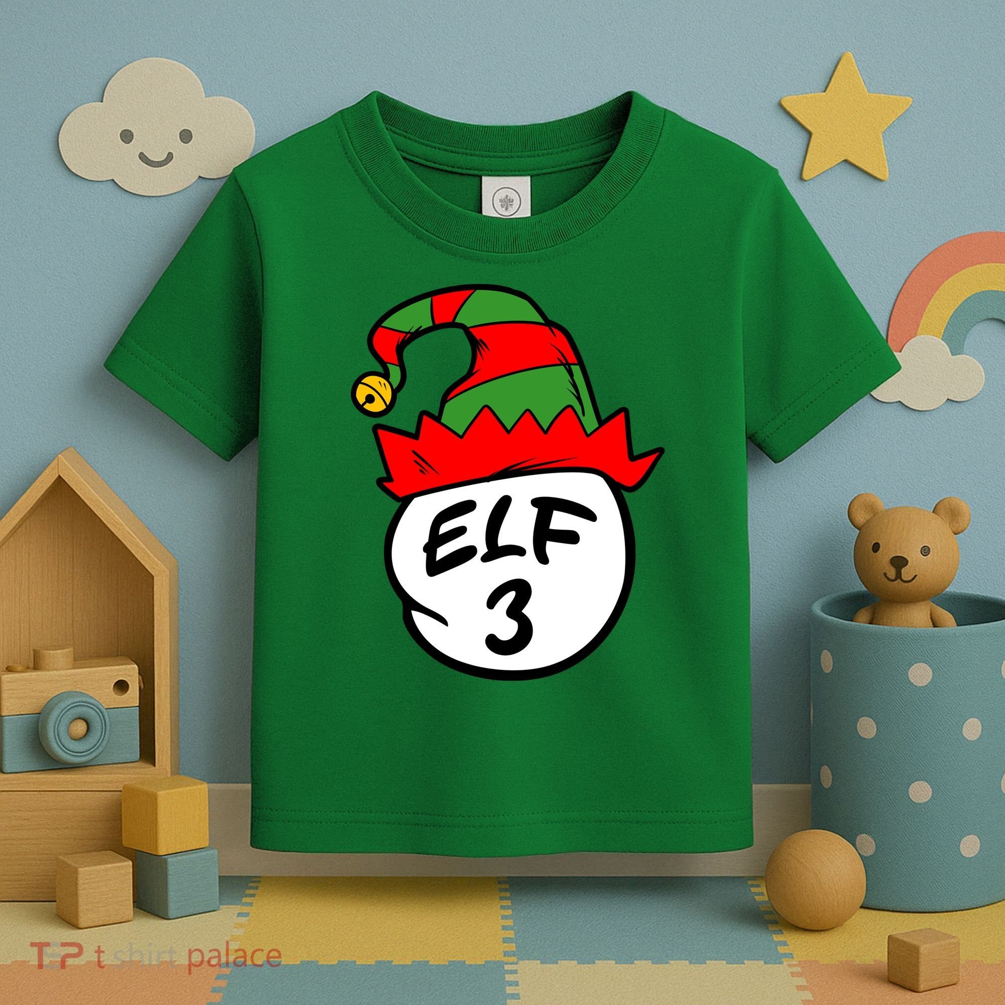 Matching Family Group Elf Hat 3 Toddler T-Shirt