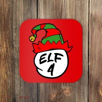 Matching Family Group Elf Hat 4 Coaster