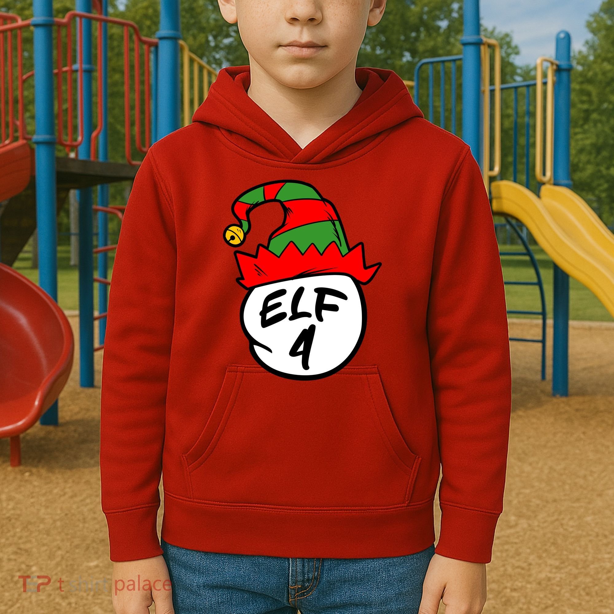 Matching Family Group Elf Hat 4 Kids Hoodie