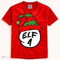Matching Family Group Elf Hat 4 Kids Tie-Dye T-Shirt thumb 0