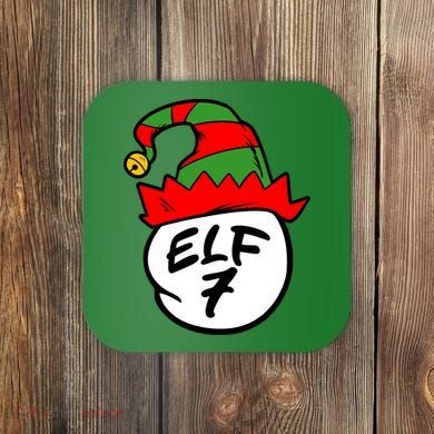 Matching Family Group Elf Hat 7 Coaster