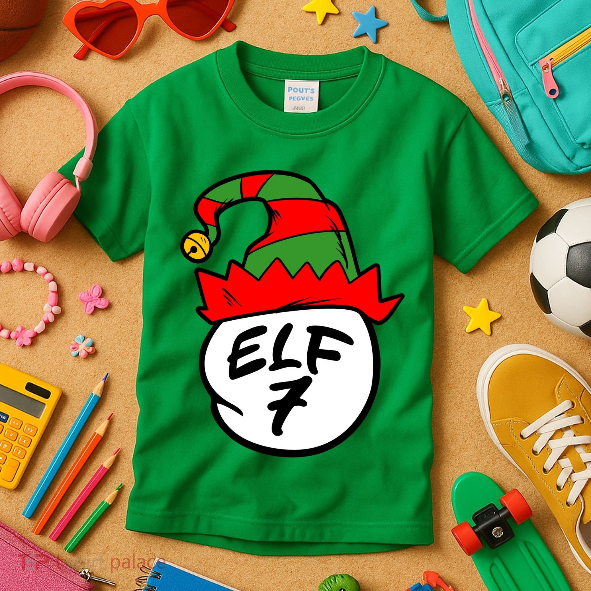 Matching Family Group Elf Hat 7 Kids T-Shirt