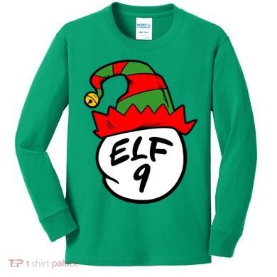 Matching Family Group Elf Hat 9 Kids Long Sleeve Shirt