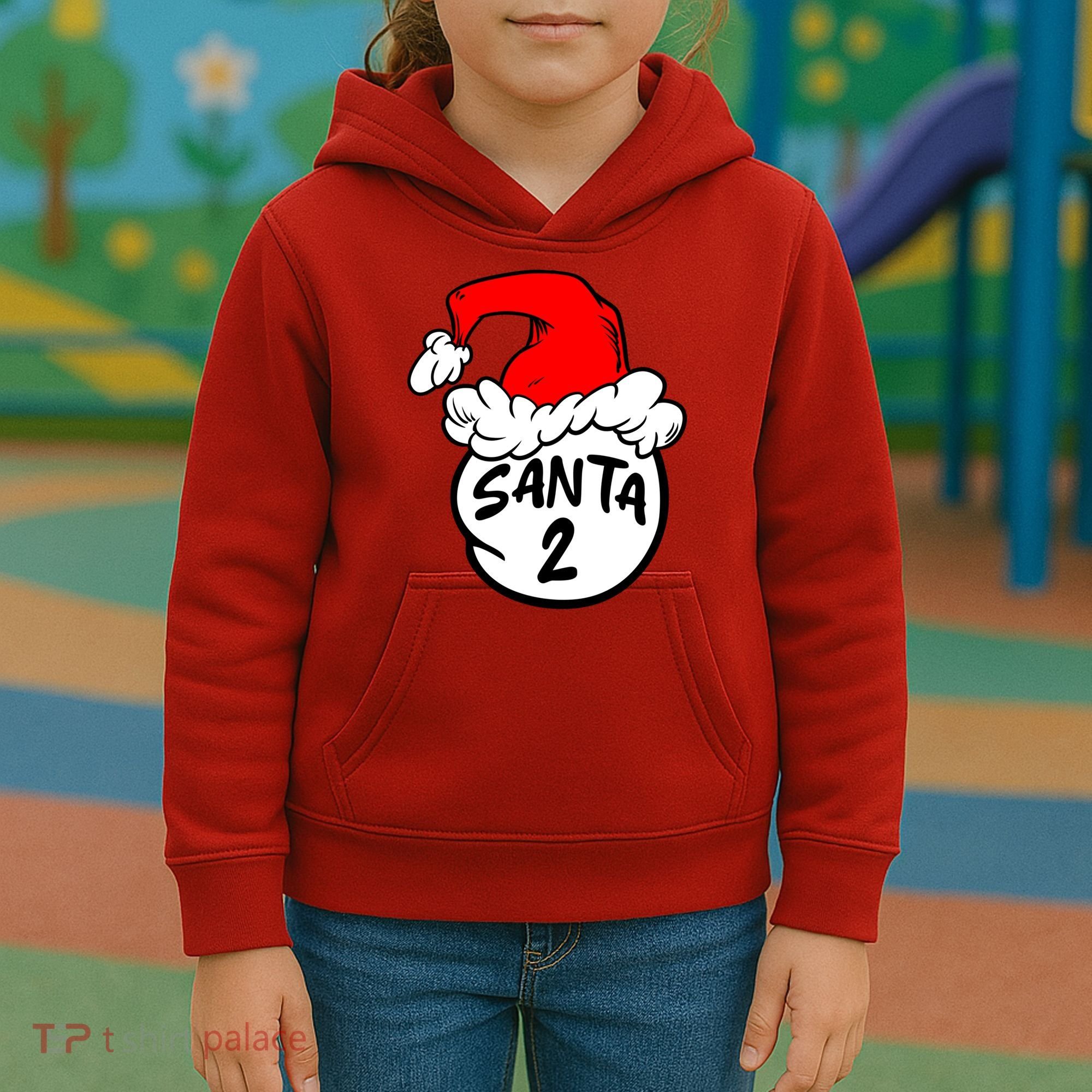 Matching Family Group Santa Hat 2 Kids Hoodie