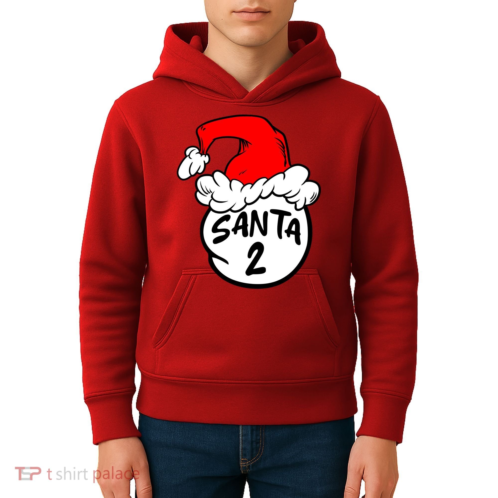 Matching Family Group Santa Hat 2 Kids Hoodie