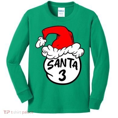 Matching Family Group Santa Hat 3 Kids Long Sleeve Shirt