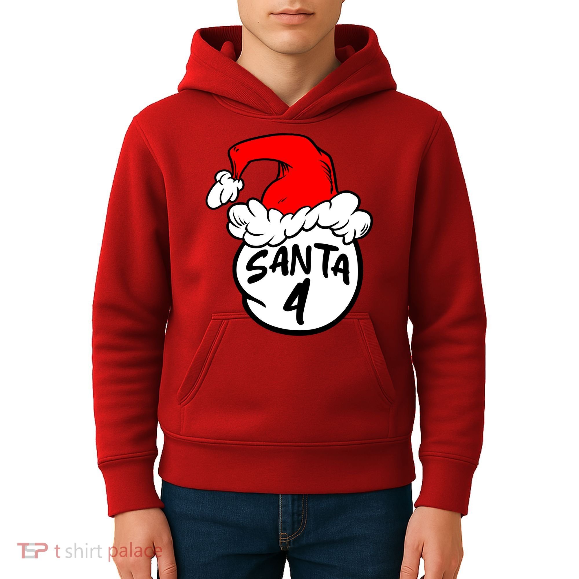 Matching Family Group Santa Hat 4 Kids Hoodie