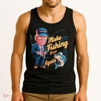 Make Fishing Great Again Trump Funny Fisherman Angler Tank Top thumb 3