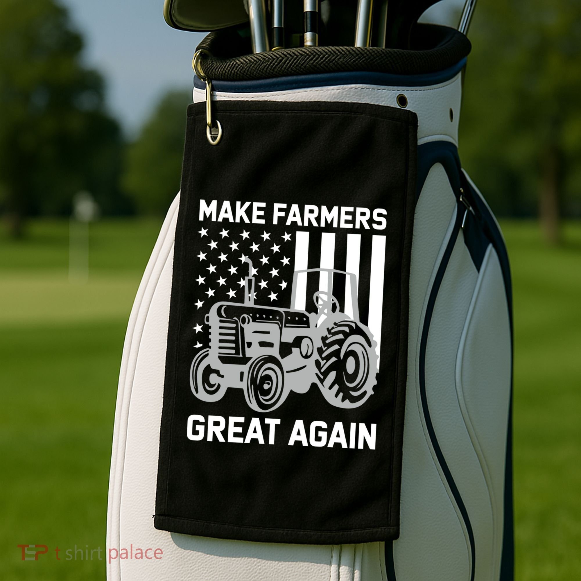 Make Farmers Great Again American Flag Agriculture Tractor Gift Golf Towel