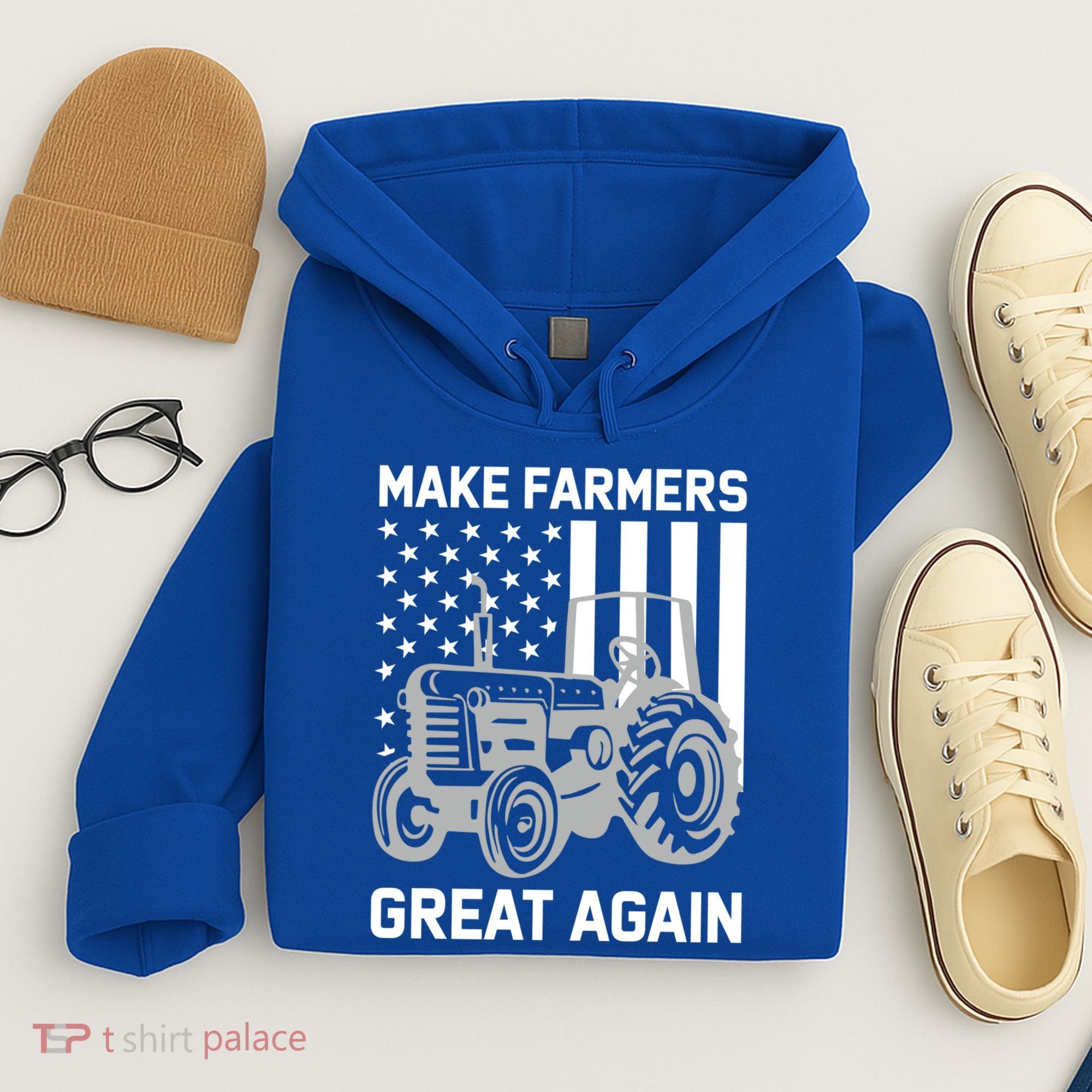 Make Farmers Great Again American Flag Agriculture Tractor Gift Hoodie