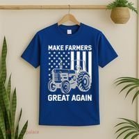 Make Farmers Great Again American Flag Agriculture Tractor Gift T-Shirt thumb 2