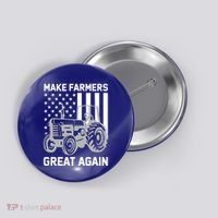 Make Farmers Great Again American Flag Agriculture Tractor Gift Button thumb 0