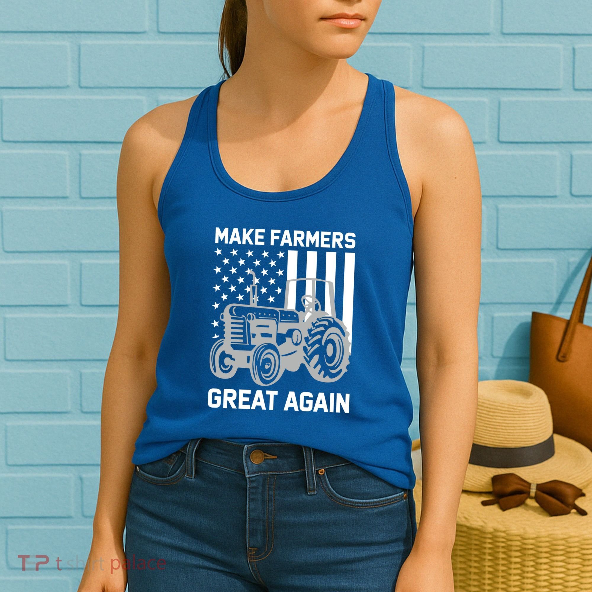 Make Farmers Great Again American Flag Agriculture Tractor Gift Women's Tank Top