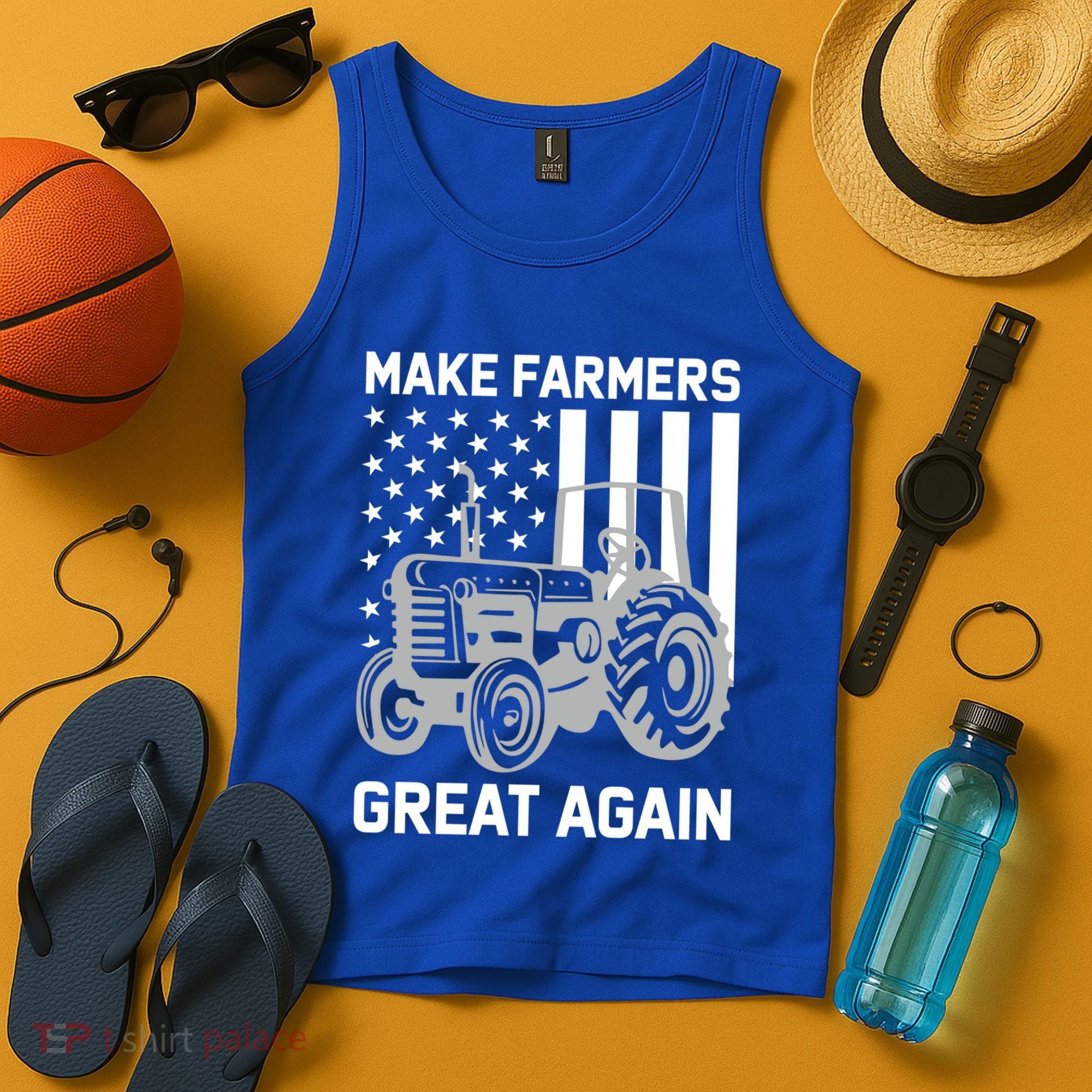 Make Farmers Great Again American Flag Agriculture Tractor Gift Tank Top