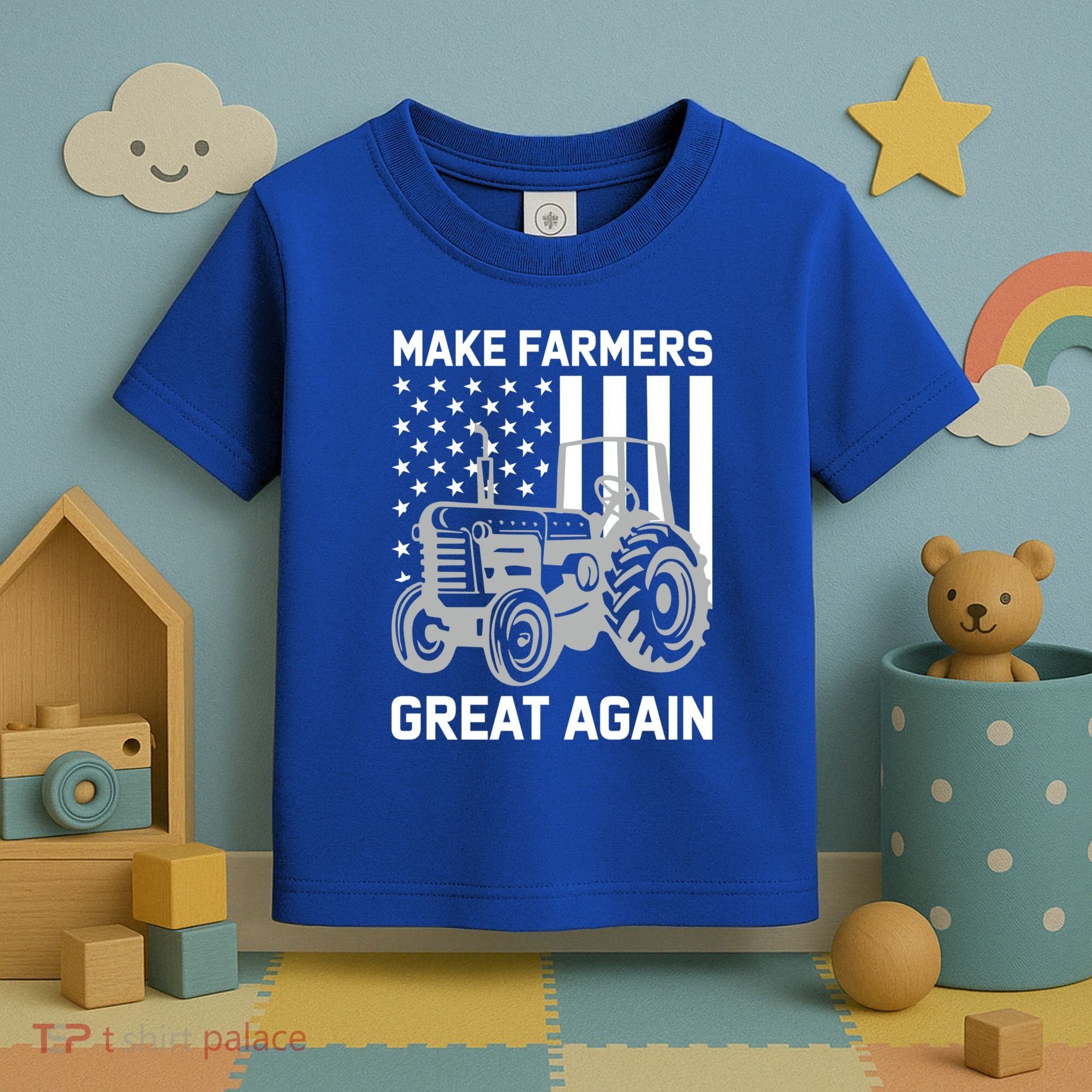 Make Farmers Great Again American Flag Agriculture Tractor Gift Toddler T-Shirt