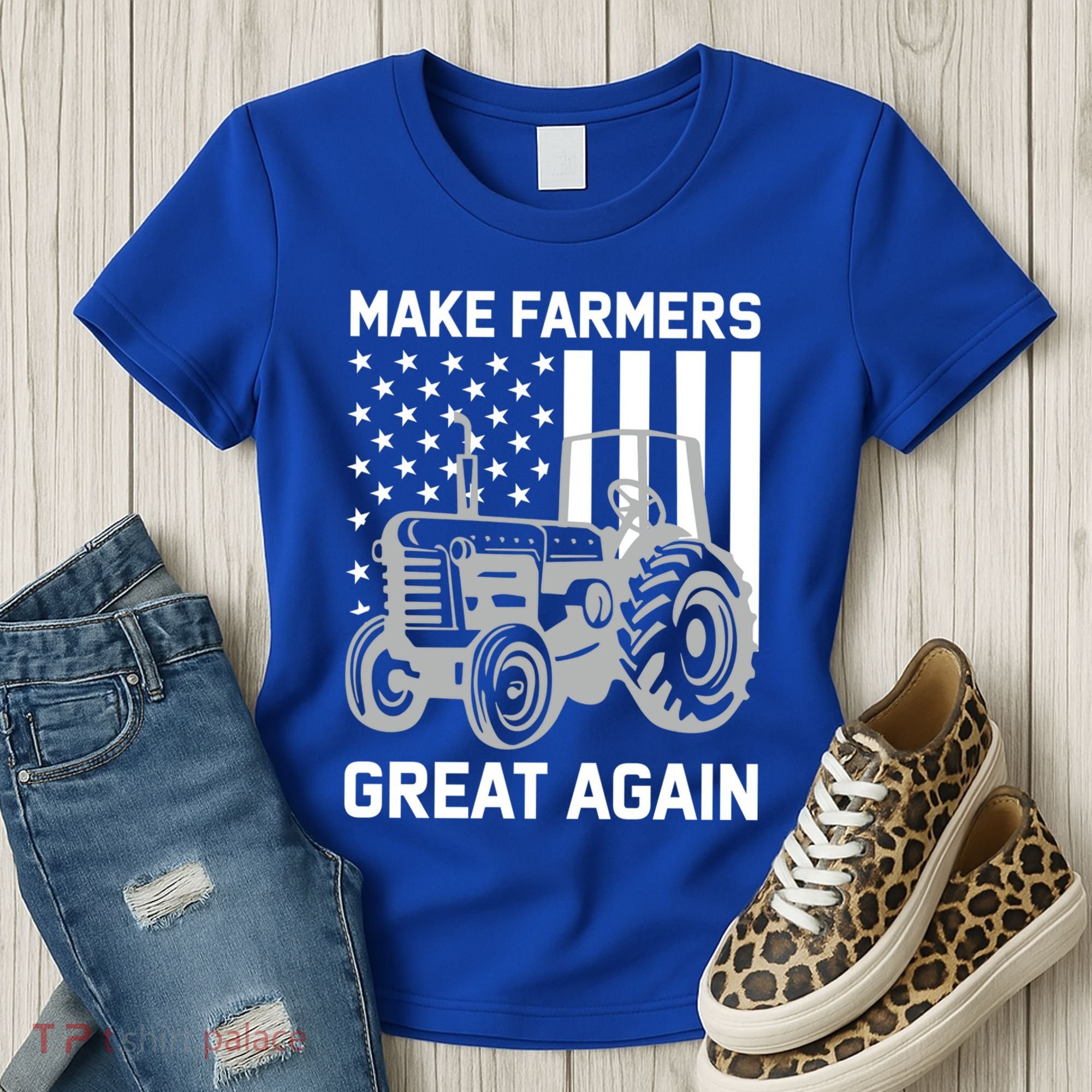 Make Farmers Great Again American Flag Agriculture Tractor Gift Women's T-Shirt