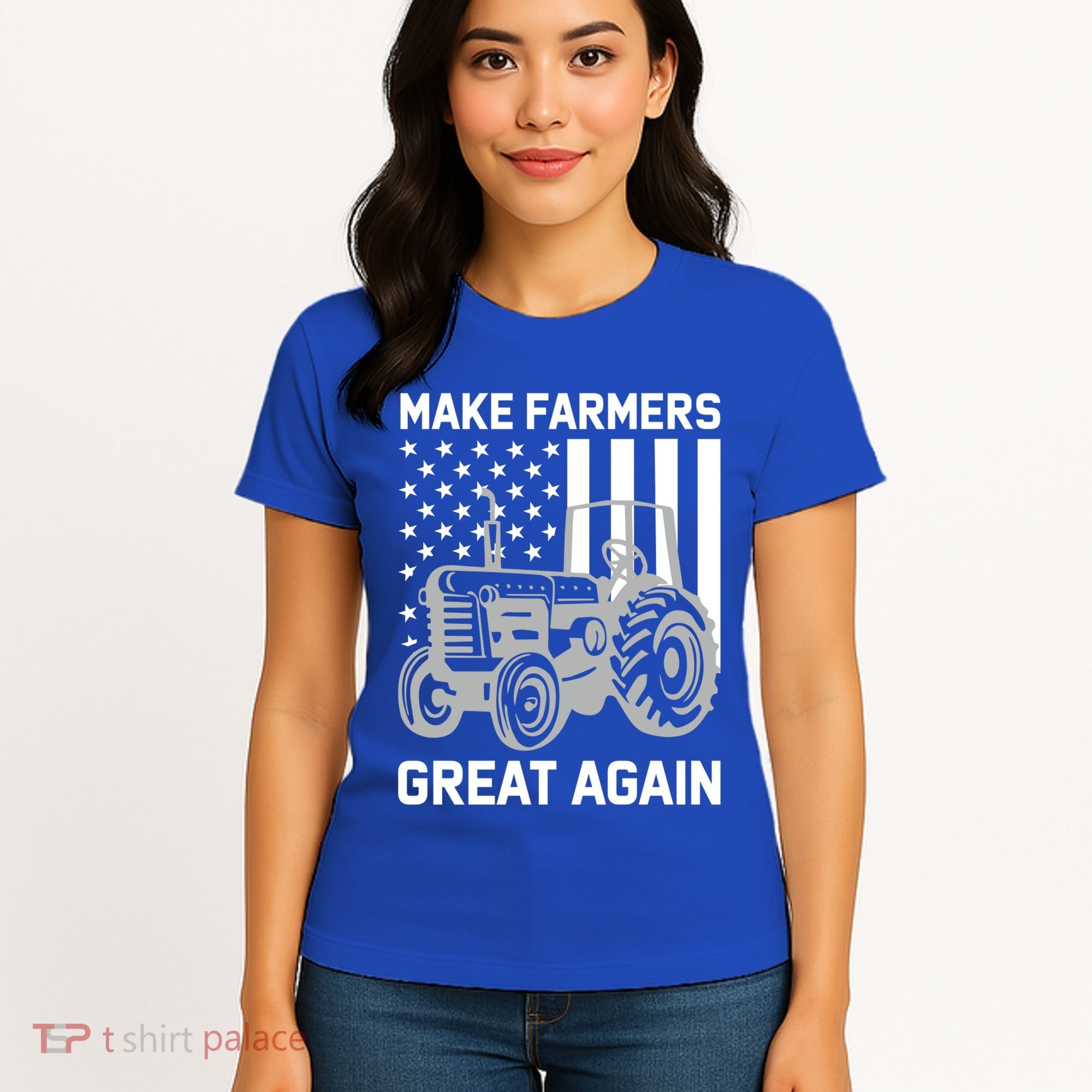 Make Farmers Great Again American Flag Agriculture Tractor Gift Women's T-Shirt