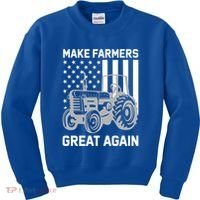 Make Farmers Great Again American Flag Agriculture Tractor Gift Kids Sweatshirt thumb 0