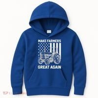 Make Farmers Great Again American Flag Agriculture Tractor Gift Kids Hoodie thumb 0