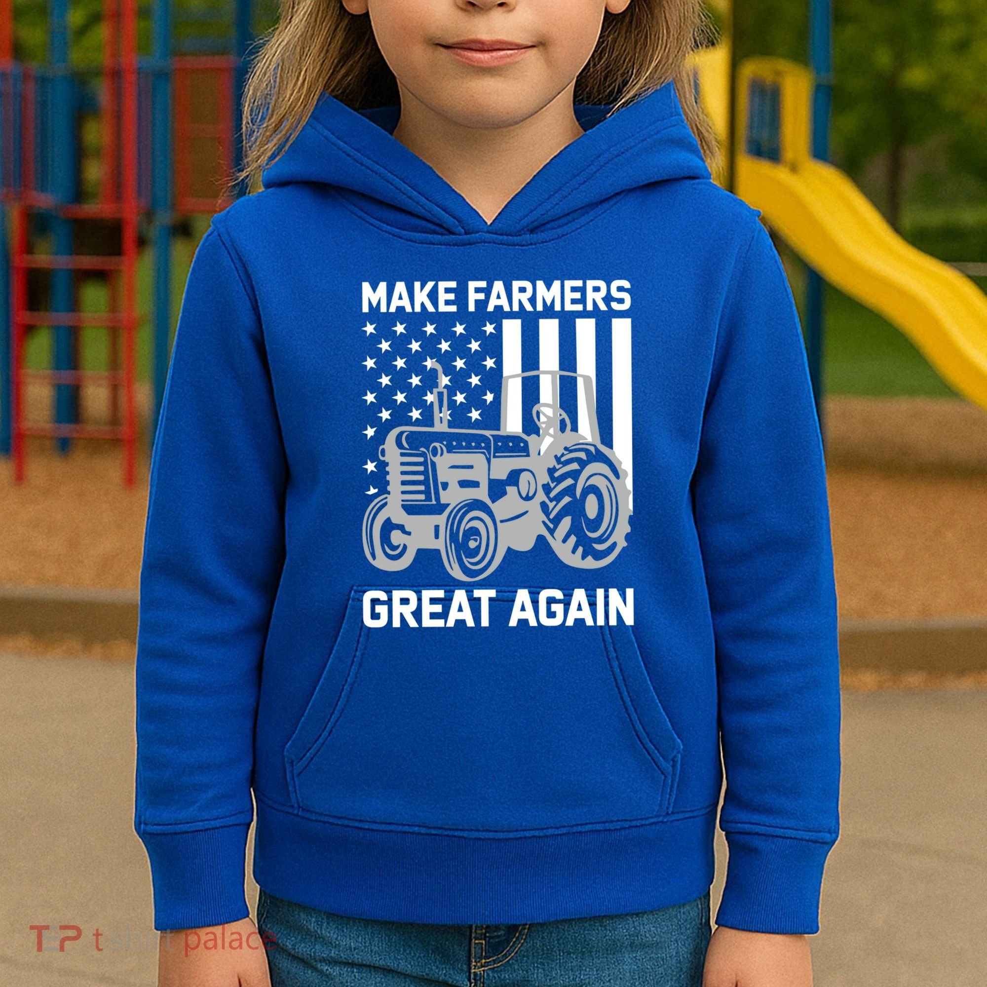 Make Farmers Great Again American Flag Agriculture Tractor Gift Kids Hoodie