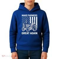Make Farmers Great Again American Flag Agriculture Tractor Gift Kids Hoodie thumb 4