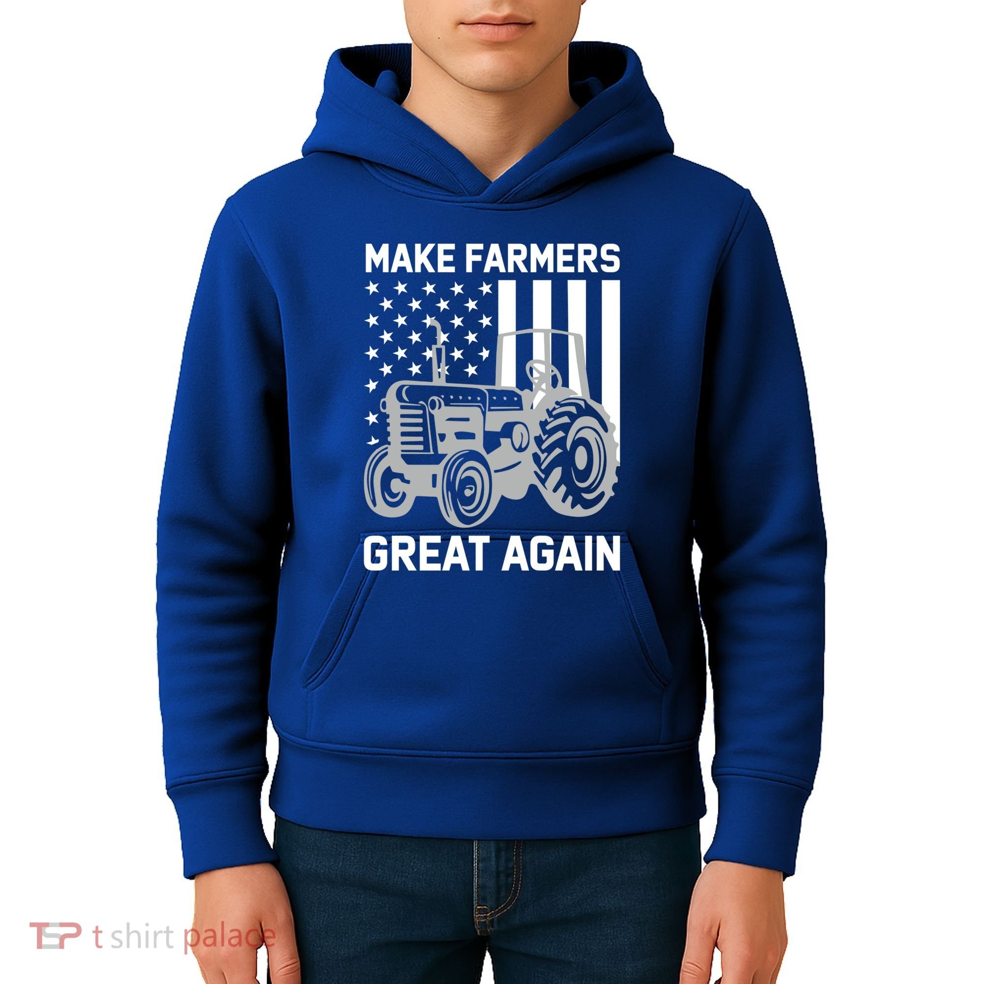 Make Farmers Great Again American Flag Agriculture Tractor Gift Kids Hoodie