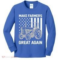 Make Farmers Great Again American Flag Agriculture Tractor Gift Kids Long Sleeve Shirt thumb 0
