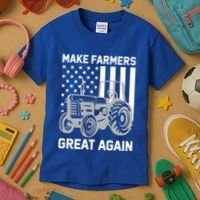 Make Farmers Great Again American Flag Agriculture Tractor Gift Kids T-Shirt thumb 3