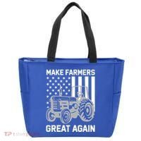 Make Farmers Great Again American Flag Agriculture Tractor Gift Tote Bag thumb 0