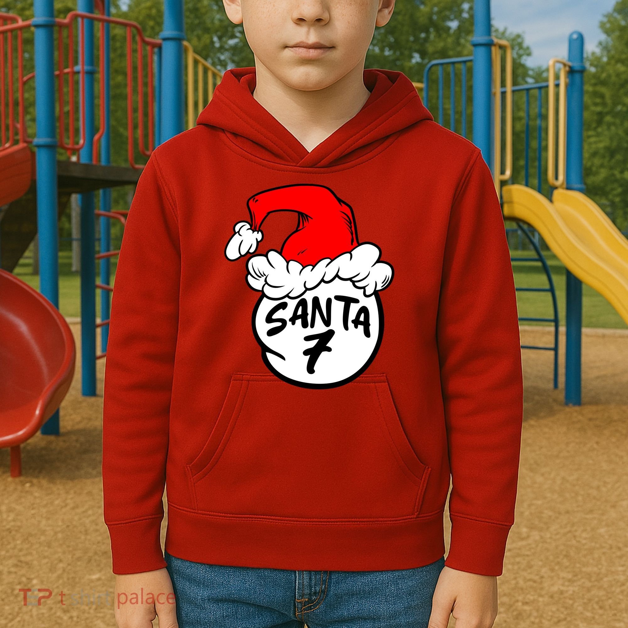 Matching Family Group Santa Hat 7 Kids Hoodie