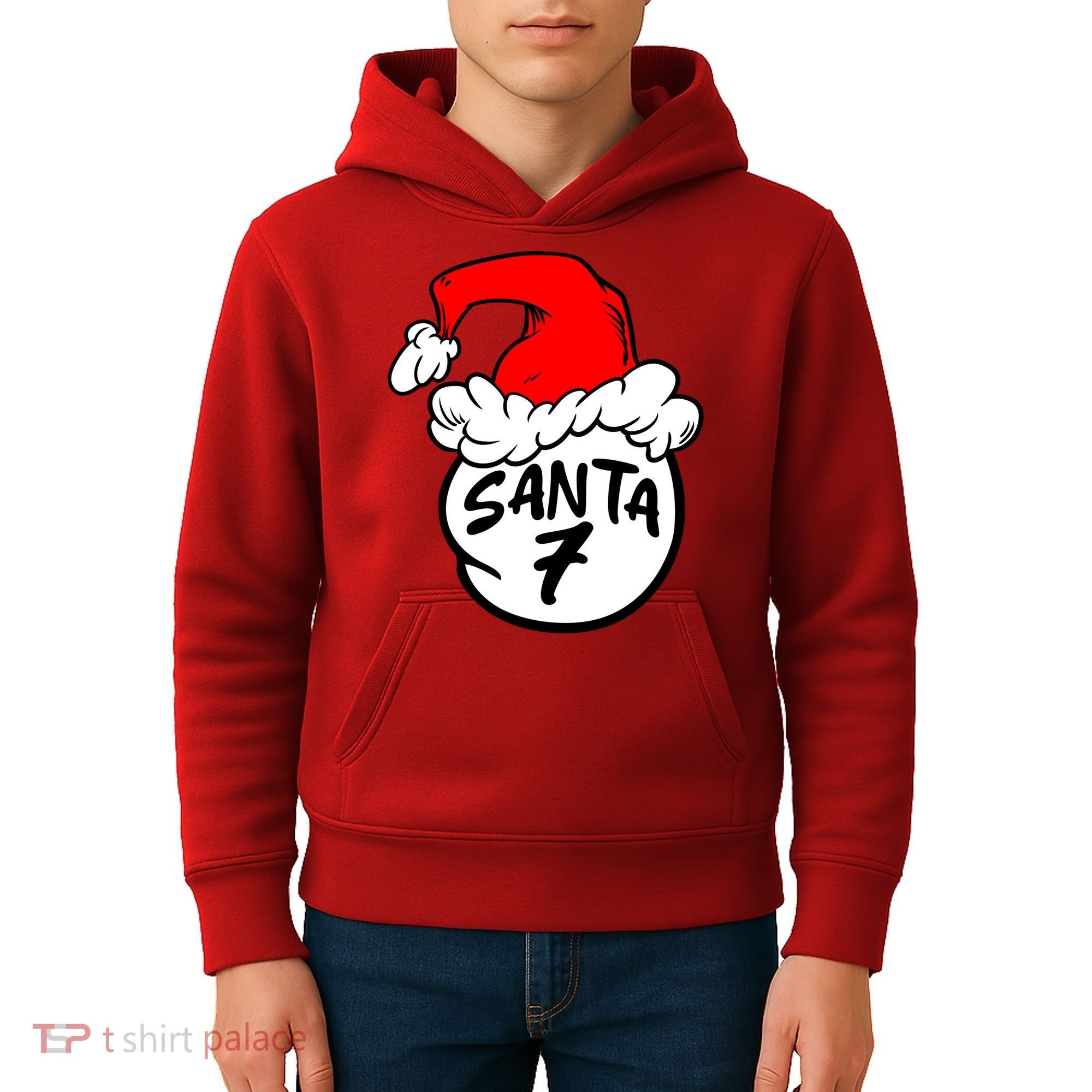 Matching Family Group Santa Hat 7 Kids Hoodie