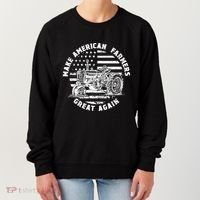 Make Farmers Great Again Antique Tractor Usa Flag Farmer Cool Gift Women's Sweatshirt thumb 0