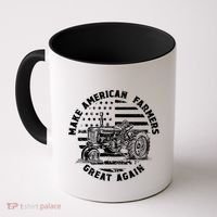Make Farmers Great Again Antique Tractor Usa Flag Farmer Cool Gift Coffee Mug thumb 0