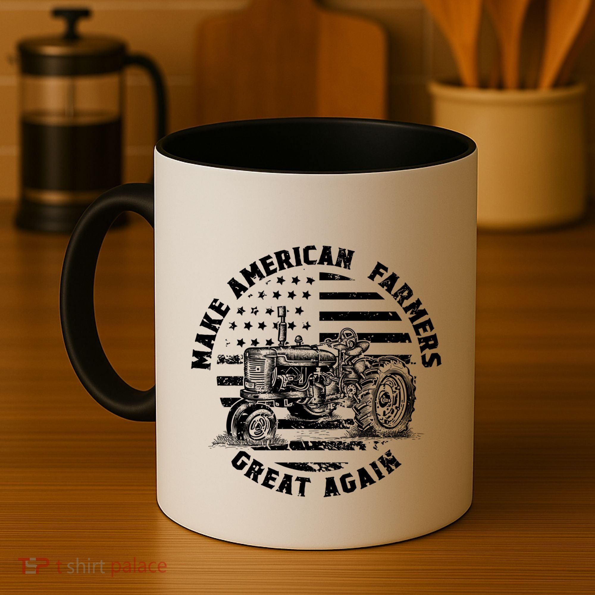 Make Farmers Great Again Antique Tractor Usa Flag Farmer Cool Gift Coffee Mug