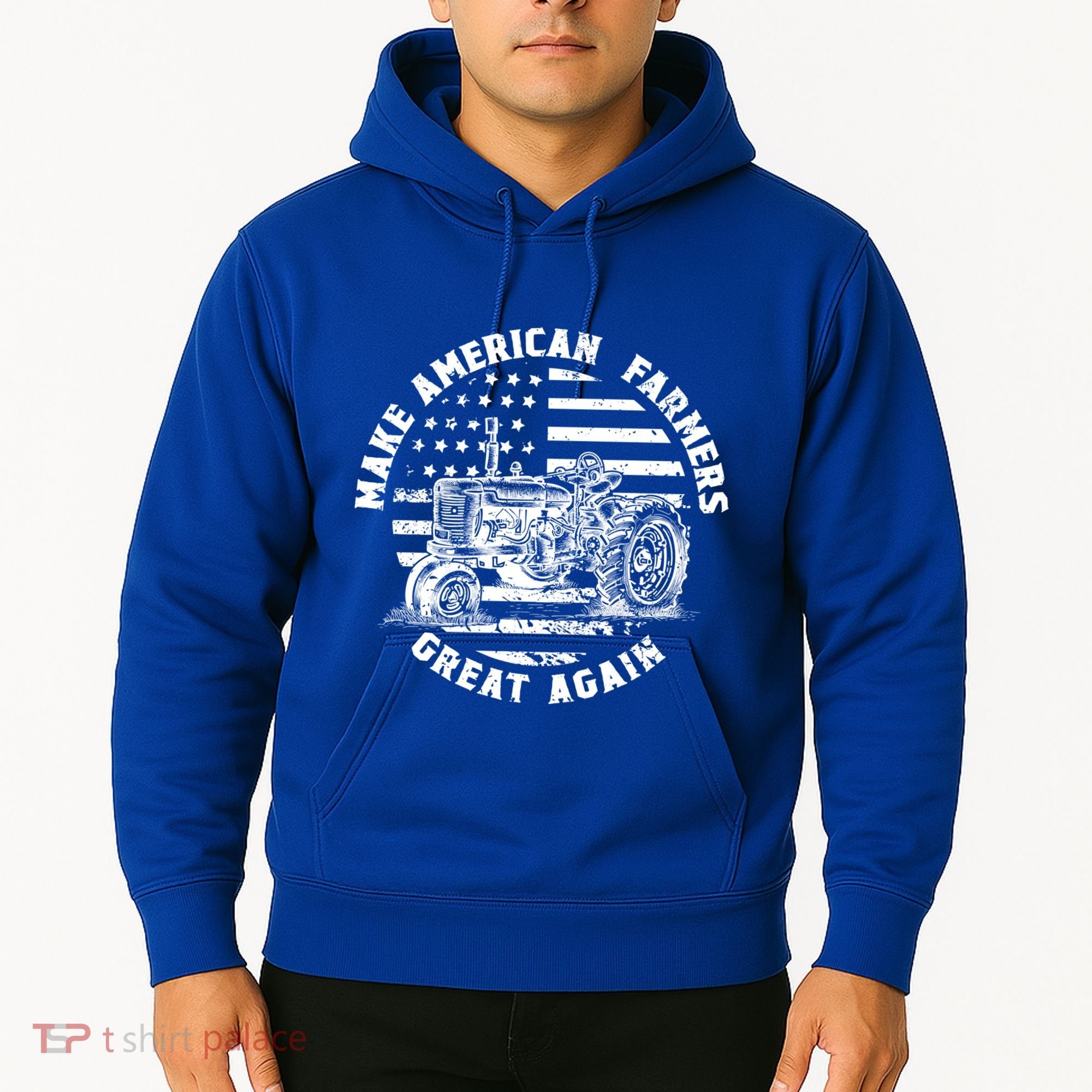 Make Farmers Great Again Antique Tractor Usa Flag Farmer Cool Gift Hoodie