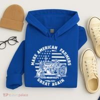 Make Farmers Great Again Antique Tractor Usa Flag Farmer Cool Gift Hoodie thumb 4