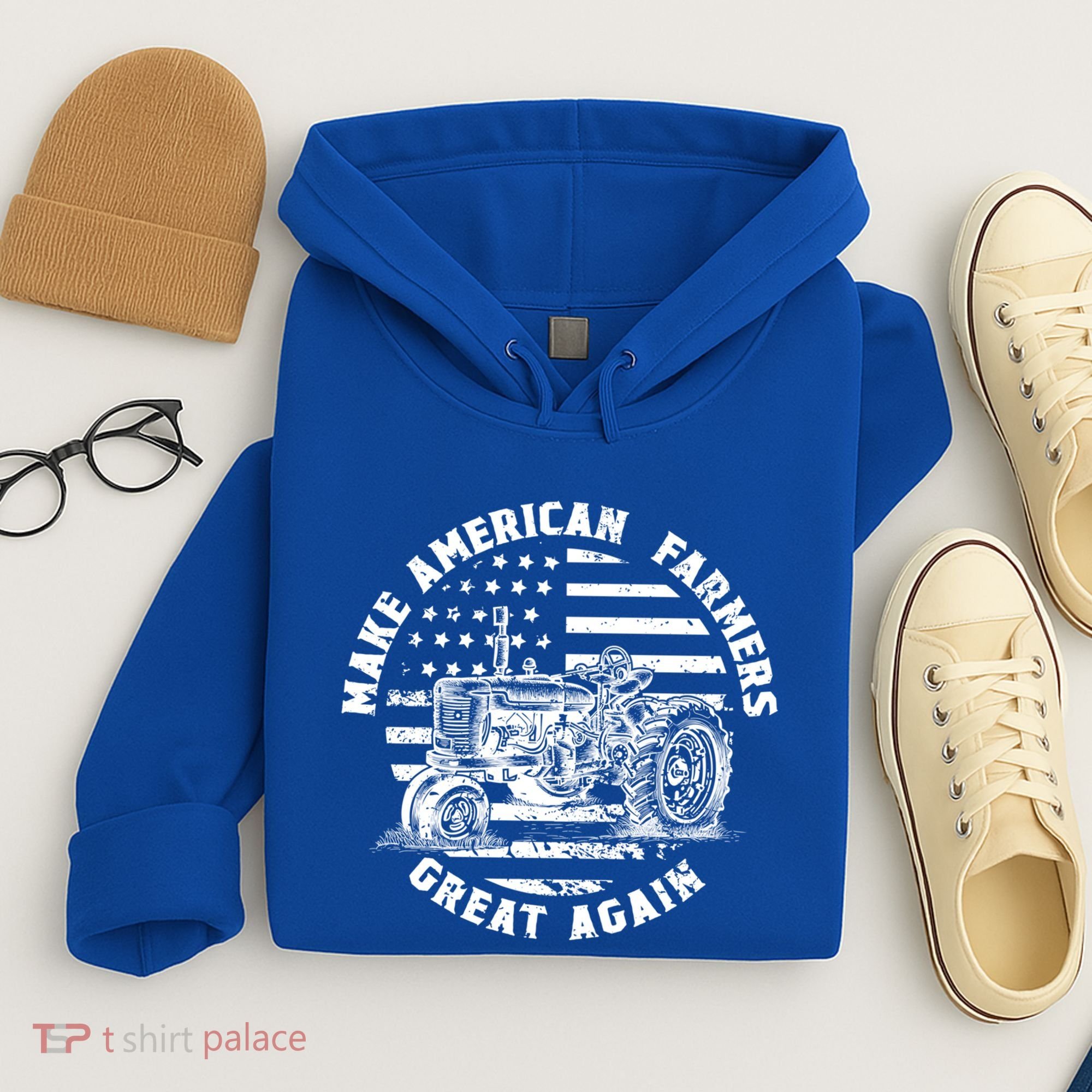 Make Farmers Great Again Antique Tractor Usa Flag Farmer Cool Gift Hoodie