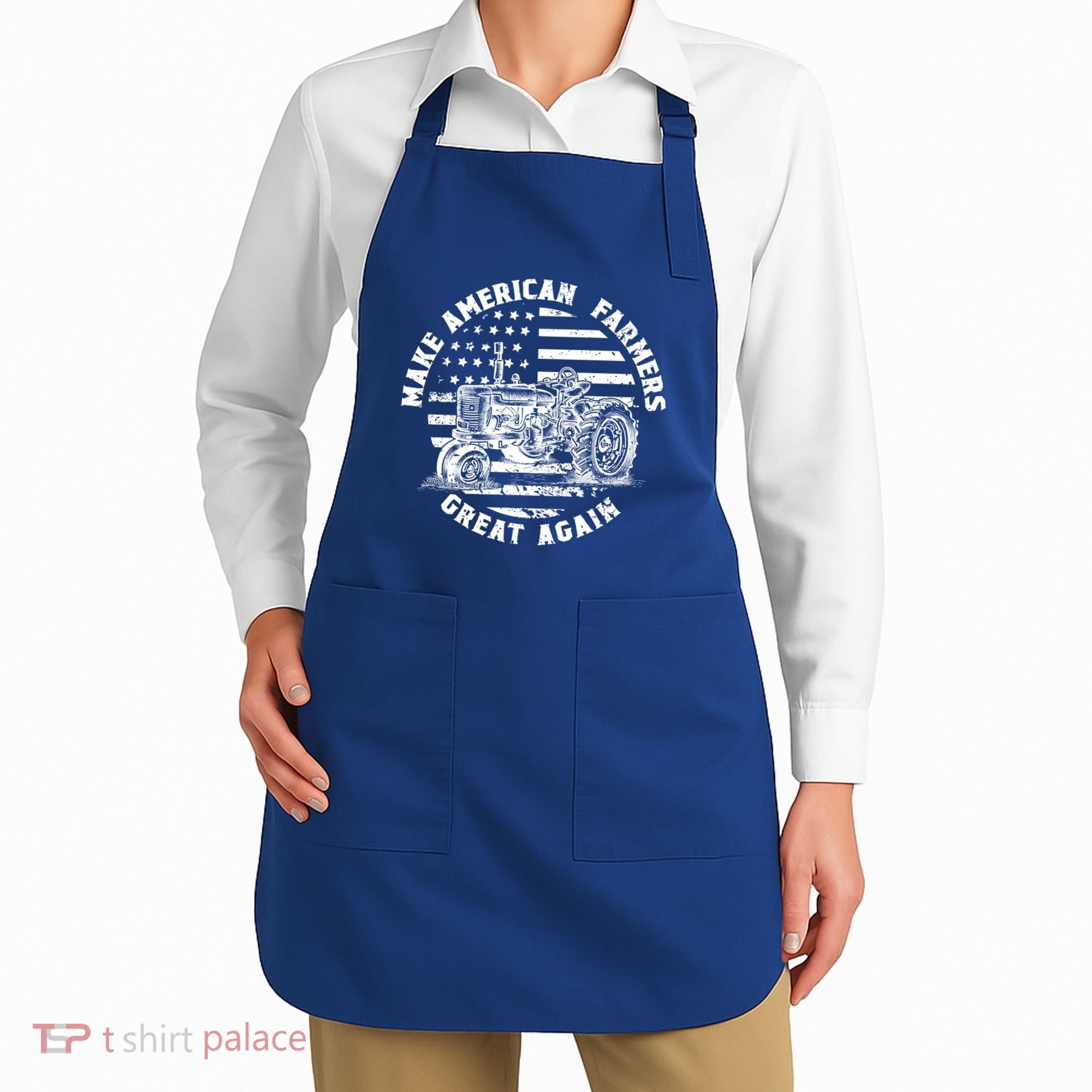 Make Farmers Great Again Antique Tractor Usa Flag Farmer Cool Gift Apron