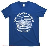 Make Farmers Great Again Antique Tractor Usa Flag Farmer Cool Gift T-Shirt thumb 0