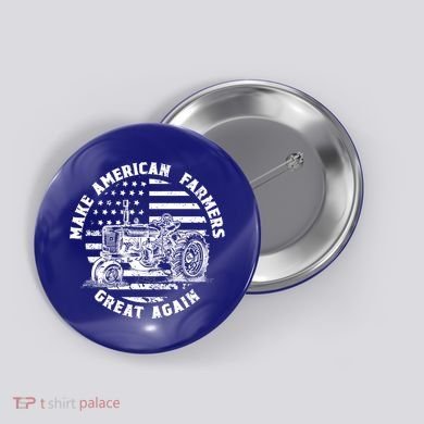 Make Farmers Great Again Antique Tractor Usa Flag Farmer Cool Gift Button