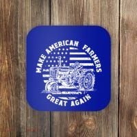 Make Farmers Great Again Antique Tractor Usa Flag Farmer Cool Gift Coaster thumb 0