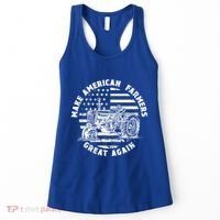 Make Farmers Great Again Antique Tractor Usa Flag Farmer Cool Gift Women's Tank Top thumb 0