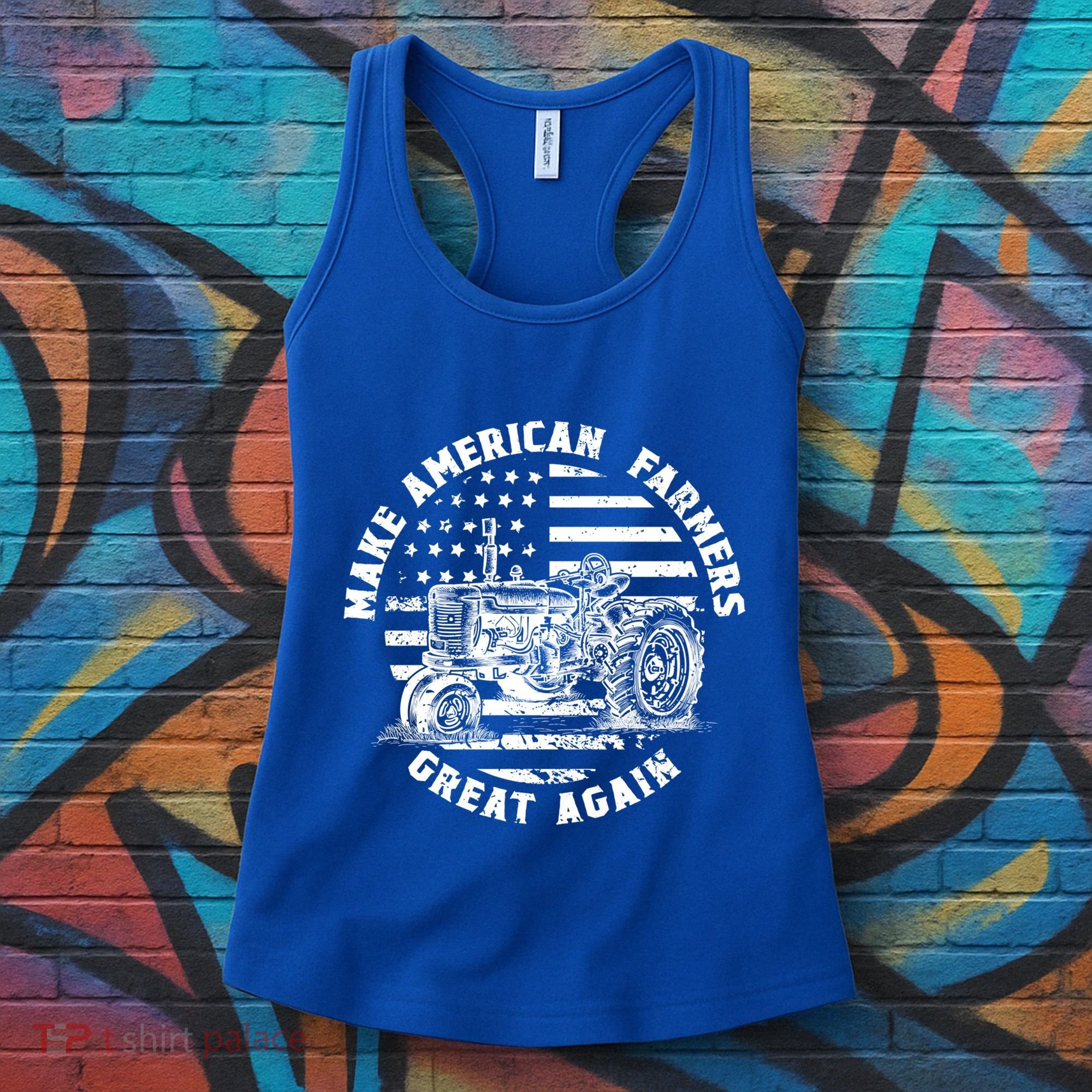 Make Farmers Great Again Antique Tractor Usa Flag Farmer Cool Gift Women's Tank Top