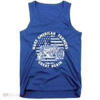 Make Farmers Great Again Antique Tractor Usa Flag Farmer Cool Gift Tank Top thumb 0