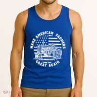 Make Farmers Great Again Antique Tractor Usa Flag Farmer Cool Gift Tank Top thumb 3