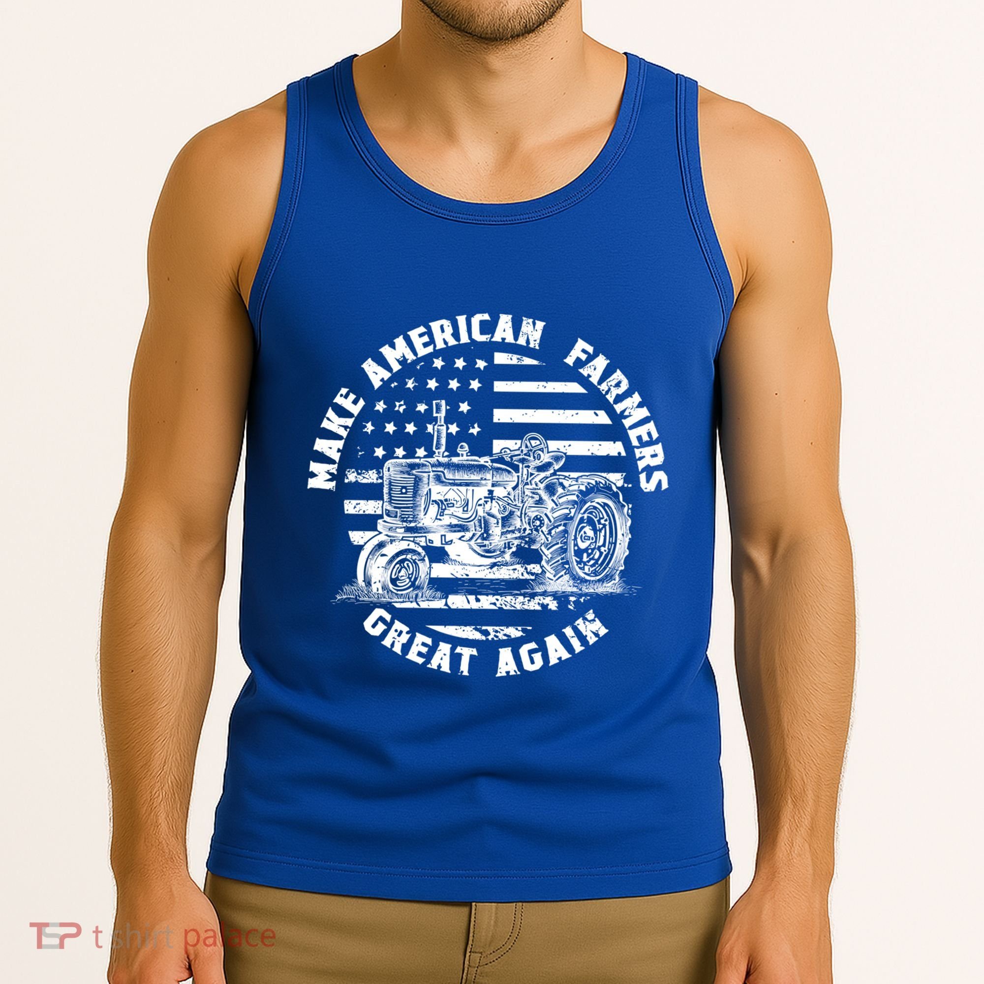 Make Farmers Great Again Antique Tractor Usa Flag Farmer Cool Gift Tank Top