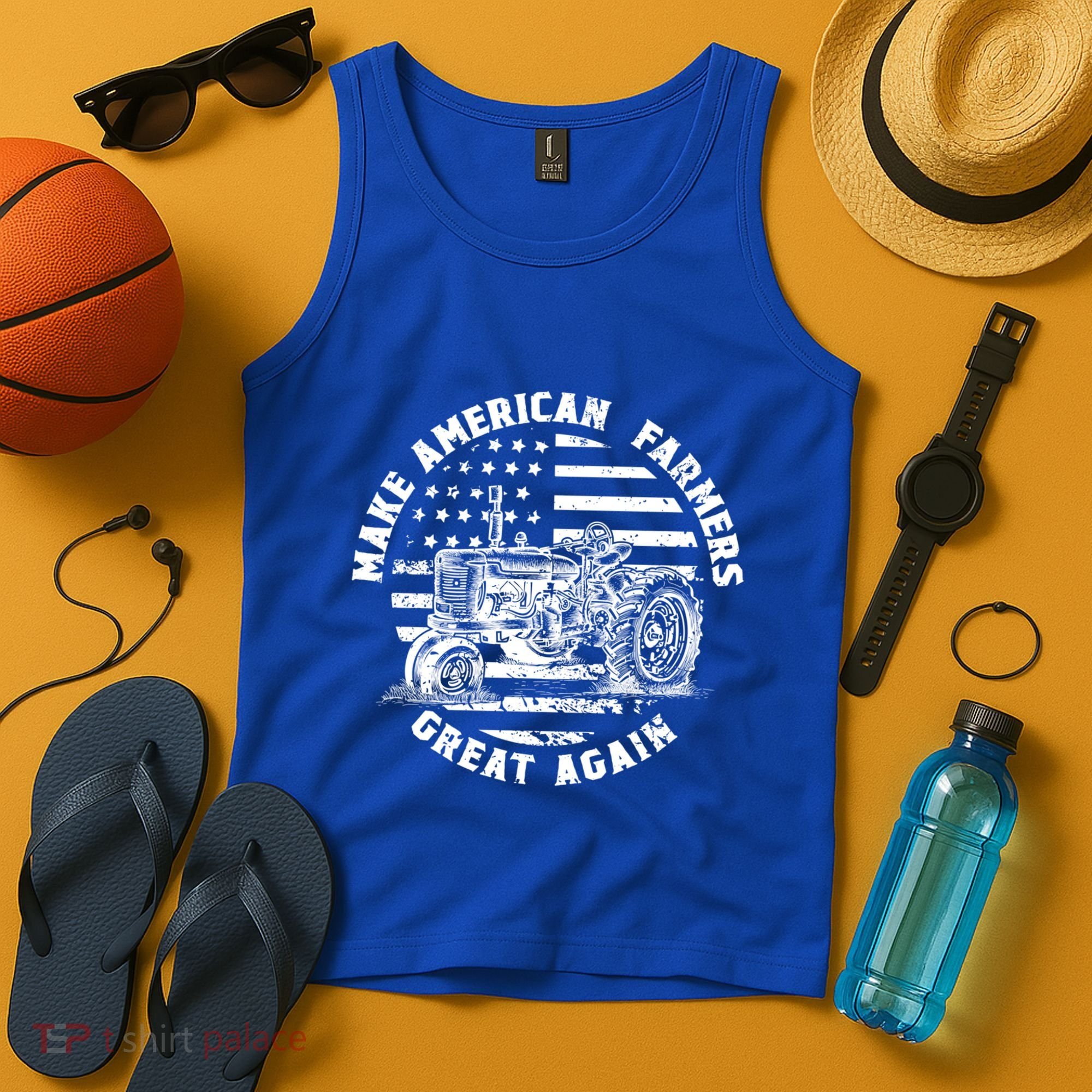 Make Farmers Great Again Antique Tractor Usa Flag Farmer Cool Gift Tank Top