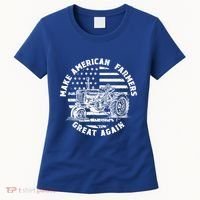 Make Farmers Great Again Antique Tractor Usa Flag Farmer Cool Gift Women's T-Shirt thumb 0