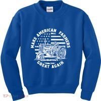 Make Farmers Great Again Antique Tractor Usa Flag Farmer Cool Gift Kids Sweatshirt thumb 0