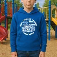 Make Farmers Great Again Antique Tractor Usa Flag Farmer Cool Gift Kids Hoodie thumb 2
